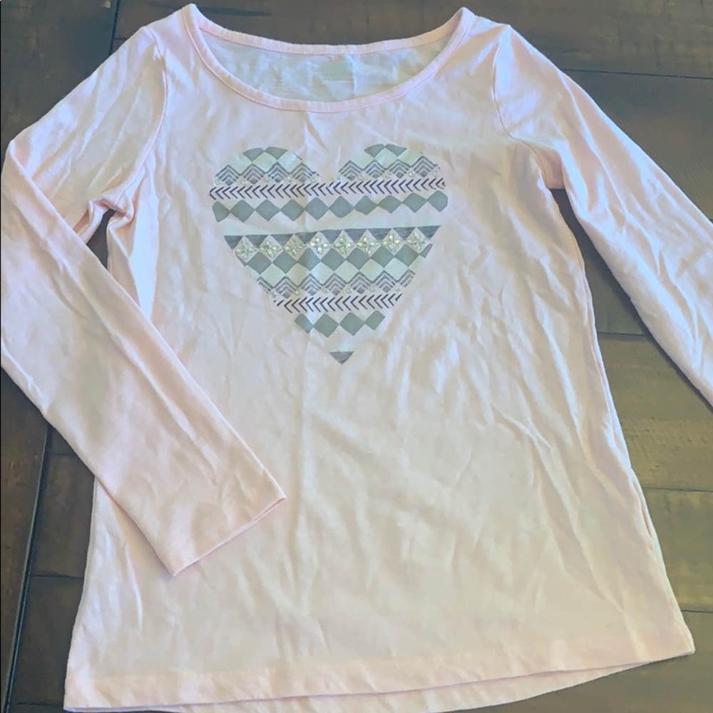 Pink heart shirt with jewel detail